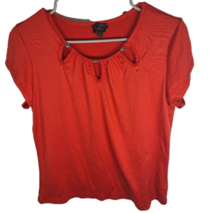 Womens Size L Laura Cruz Red Short Sleeve Shirt